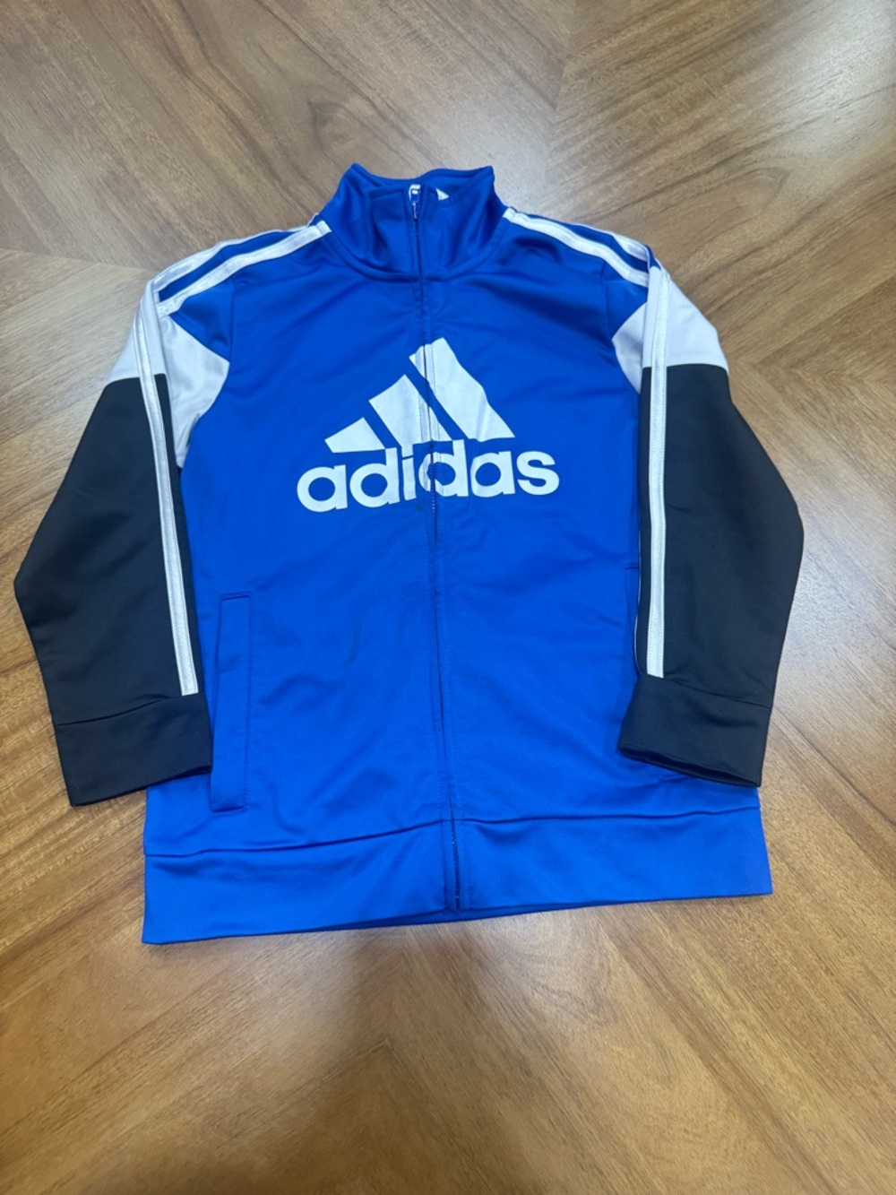 Kids Adidas Track Jacket in Blue Black White Size 7